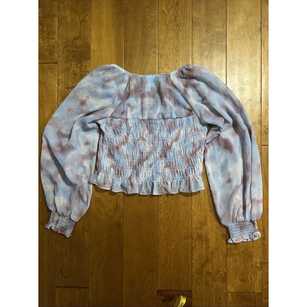 Future Collective Smocked Sheer Top Size S Pastel Coquette Festival Cottage - Picture 6 of 8